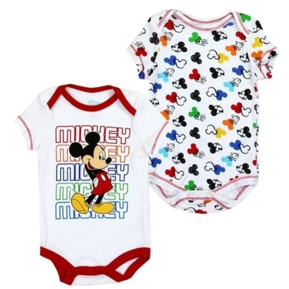 Disney Other - MICKEY Mouse Boys Newborn Set of 2 Bodysuits/Creepers Size 0-3 Months Soft